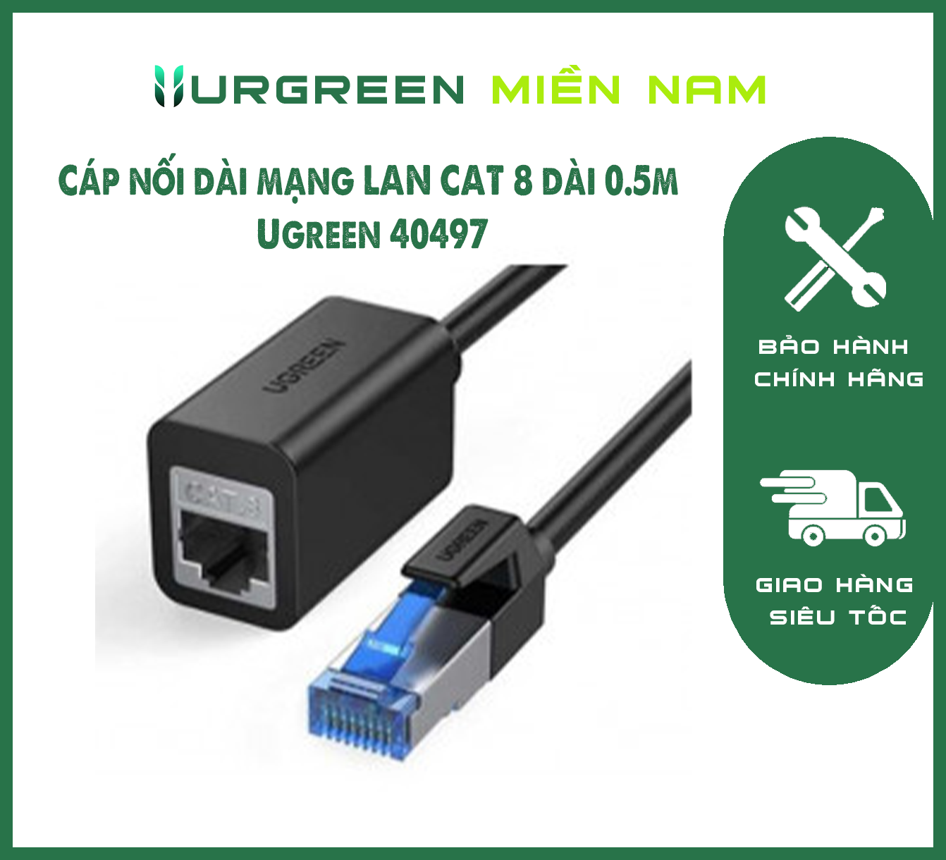 Cáp nối dài mạng LAN CAT 8 dài 0.5m Ugreen 40497